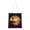 thumbnail image 1 of DouZhe Reusable Grocery Bags, Abstract Modern Landscape Sunset Lightweight Polyester Canvas Cloth Tote Bag for Travle Gym Shopping School, 15" x 16", 1 of 7
