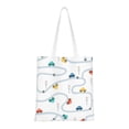 thumbnail image 1 of DouZhe Reusable Grocery Bags, Cartoon Town cars Roads Lightweight Polyester Canvas Cloth Tote Bag for Travle Gym Shopping School, 15" x 16", 1 of 7