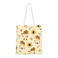 thumbnail image 1 of DouZhe Reusable Grocery Bags, Cute Gnomes with Sunflowers Lightweight Polyester Canvas Cloth Tote Bag for Travle Gym Shopping School, 15" x 16", 1 of 7
