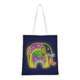 thumbnail image 1 of DouZhe Reusable Grocery Bags, Neon Sign Elephant Lightweight Polyester Canvas Cloth Tote Bag for Travle Gym Shopping School, 15" x 16", 1 of 7