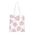 thumbnail image 1 of DouZhe Reusable Grocery Bags, Thanksgiving Pink pumpkins Lightweight Polyester Canvas Cloth Tote Bag for Travle Gym Shopping School, 15" x 16", 1 of 7