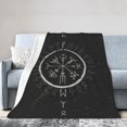 thumbnail image 1 of DouZhe Ultra-Soft Micro Fleece Lightweight Flannel Bed Blanket, Ancient Viking Runic Symbols Print Cozy Warm Throw Blankets, 80"x60", 1 of 7