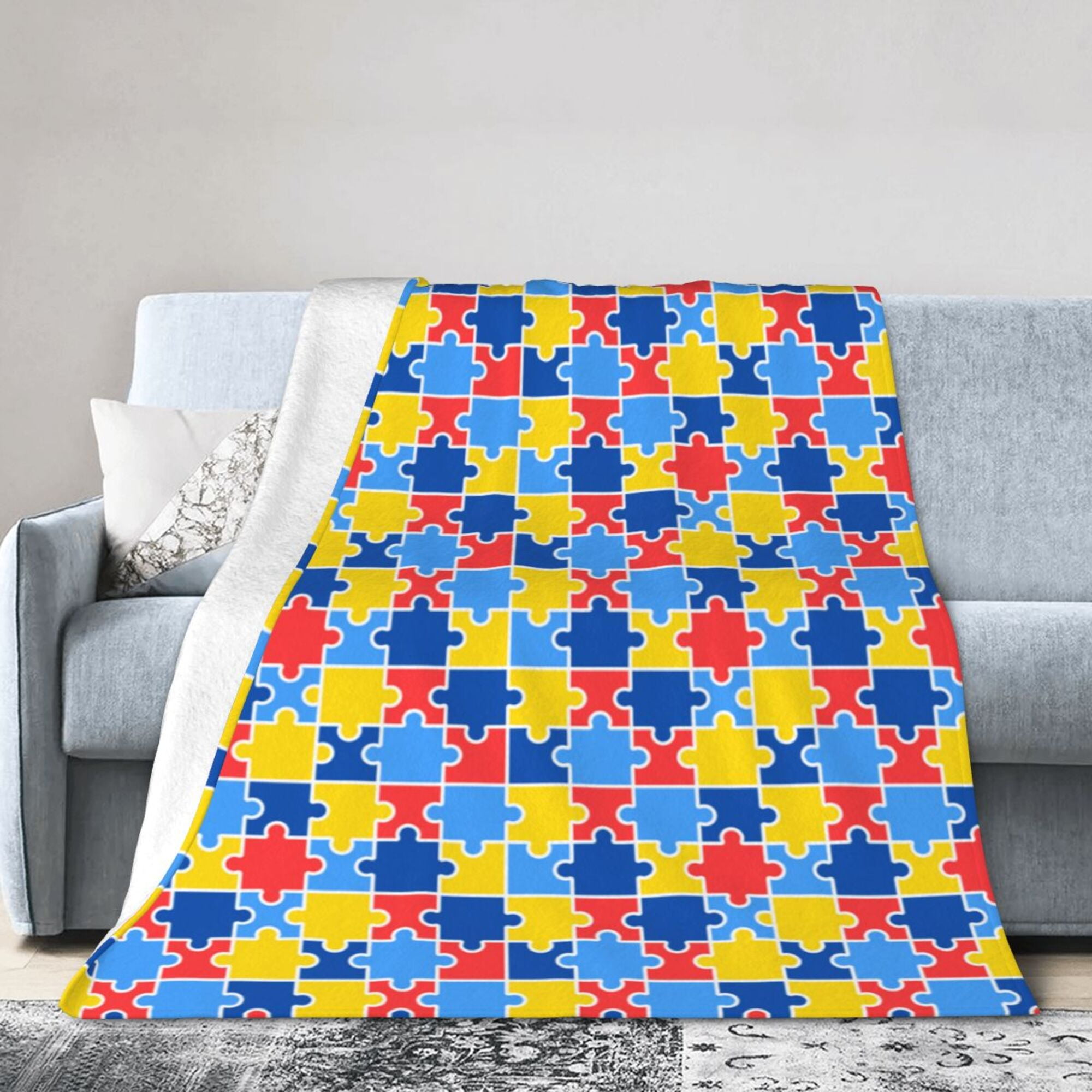 DouZhe UltraSoft Micro Fleece Lightweight Flannel Bed Blanket, Autism
