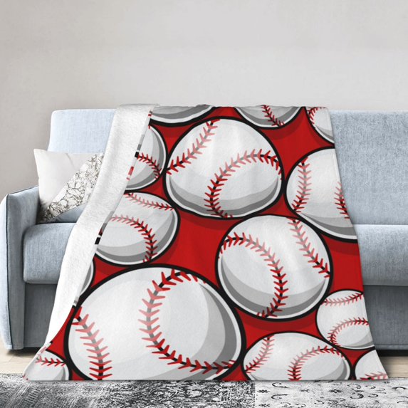 DouZhe Ultra-Soft Micro Fleece Lightweight Flannel Bed Blanket, Baseball Softball Ball Sport Print Cozy Warm Throw Blankets, 50"x40"