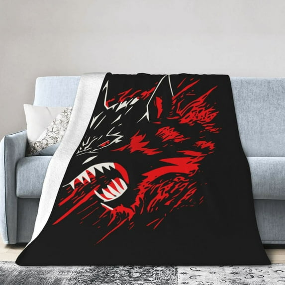 DouZhe Ultra-Soft Micro Fleece Lightweight Flannel Bed Blanket, Cartoon Angry Wolf Coyote Print Cozy Warm Throw Blankets, 40"x30"
