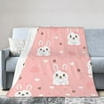 thumbnail image 1 of DouZhe Ultra-Soft Micro Fleece Lightweight Flannel Bed Blanket, Cartoon Pink Pretty Rabbit Print Cozy Warm Throw Blankets, 40"x30", 1 of 7