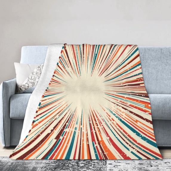 DouZhe Ultra-Soft Micro Fleece Lightweight Flannel Bed Blanket, Comic Sun Rays Colorful Print Cozy Warm Throw Blankets, 50"x40"