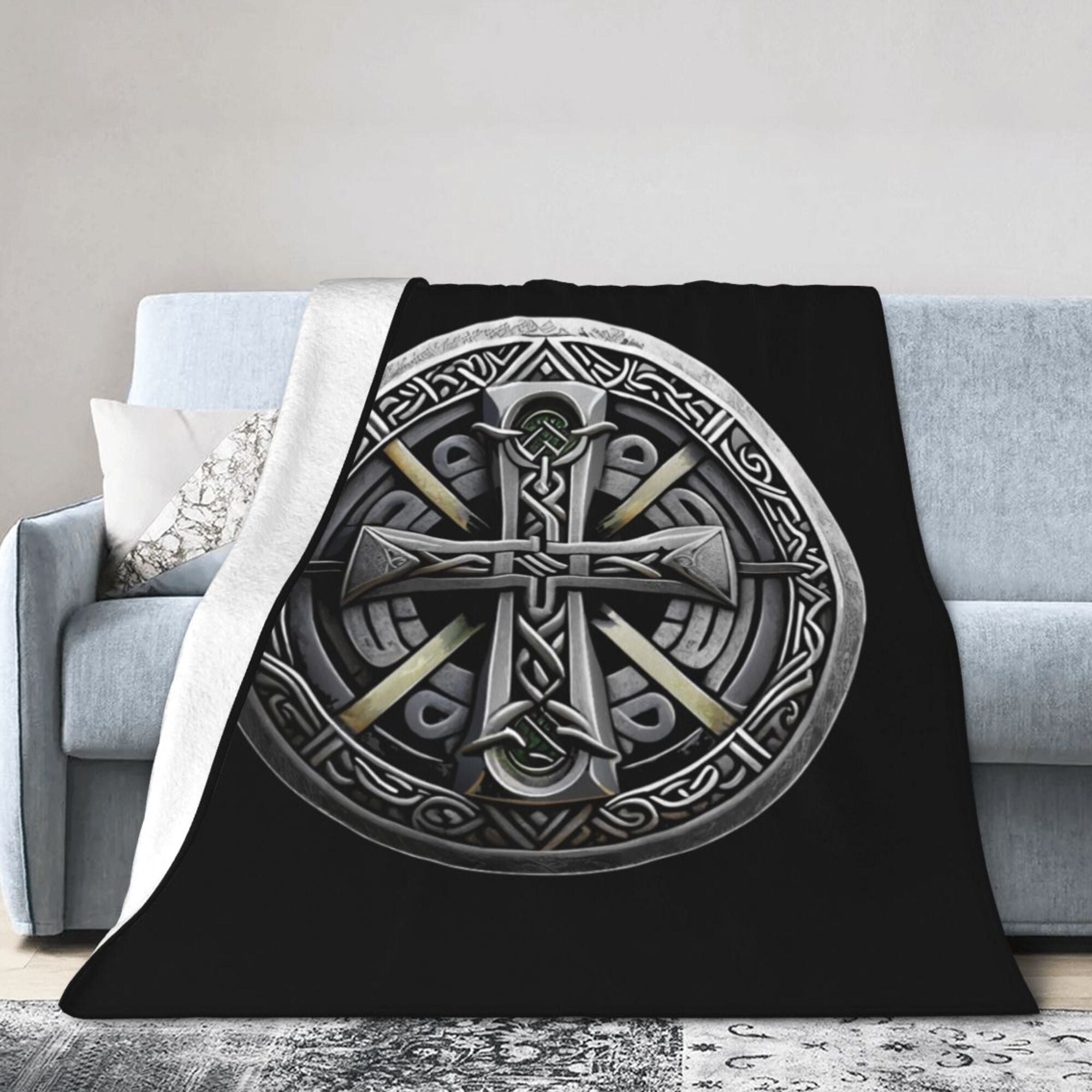 Laing Crest Premium Blanket - Black Celtic Cross Style
