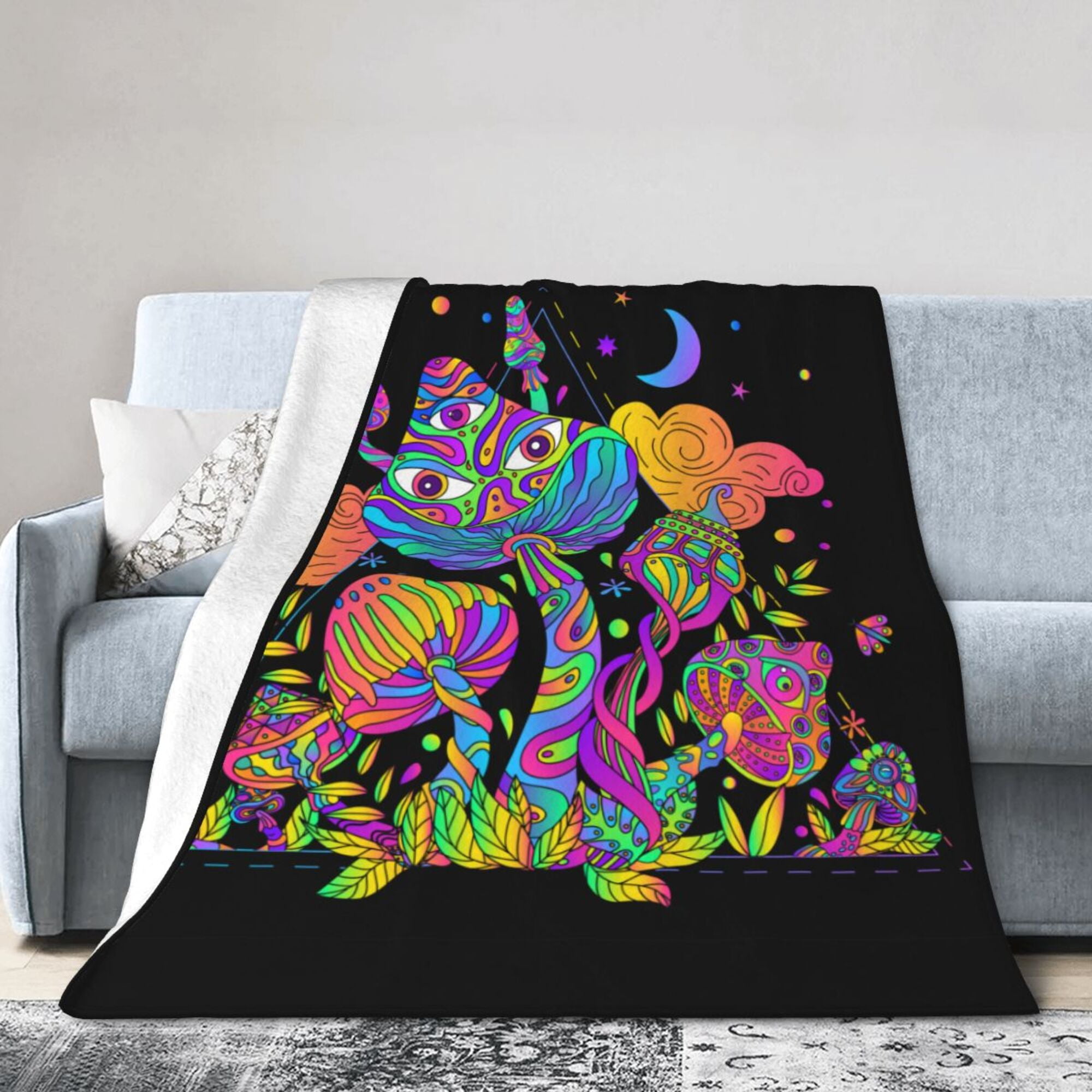 Neon Floral Wolves Ultra-Soft Micro Fleece Blanket 50