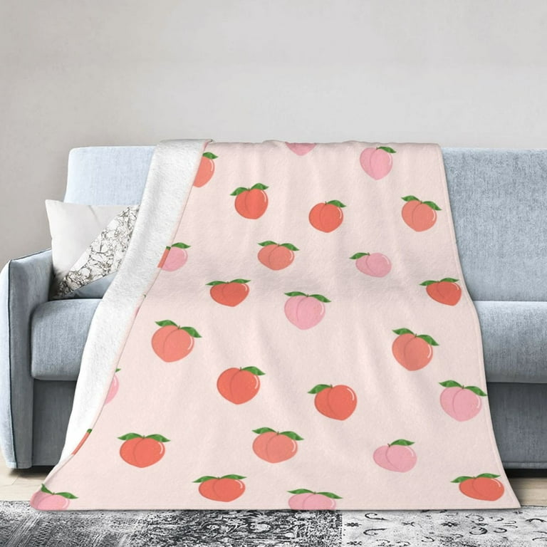 DouZhe Ultra Soft Micro Fleece Lightweight Flannel Bed Blanket Pink Peach Fruits Print Cozy Warm Throw Blankets 50 x40 Walmart