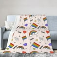 thumbnail image 1 of DouZhe Ultra-Soft Micro Fleece Lightweight Flannel Bed Blanket, Rainbow Hearts LGBTQ Love Print Cozy Warm Throw Blankets, 50"x40", 1 of 7