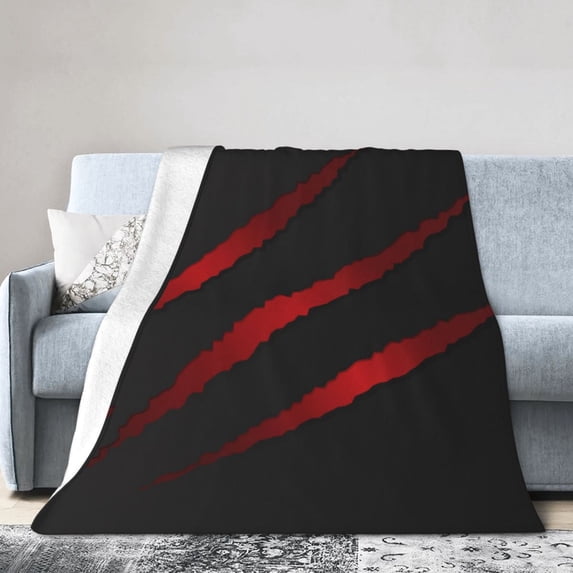 DouZhe Ultra-Soft Micro Fleece Lightweight Flannel Bed Blanket, Red Cat Claws Print Cozy Warm Throw Blankets, 50"x40"