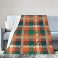 thumbnail image 1 of DouZhe Ultra-Soft Micro Fleece Lightweight Flannel Bed Blanket, Vintage Orange Plaid Stripes Print Cozy Warm Throw Blankets, 50"x40", 1 of 7