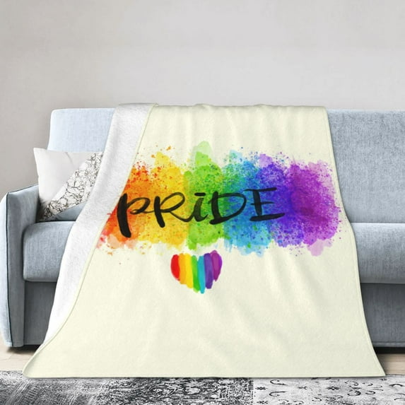 DouZhe Ultra-Soft Micro Fleece Lightweight Flannel Throw Blanket, LGBT Pride Rainbow Heart Love Print Cozy Warm Bed Blankets, 50"x40"