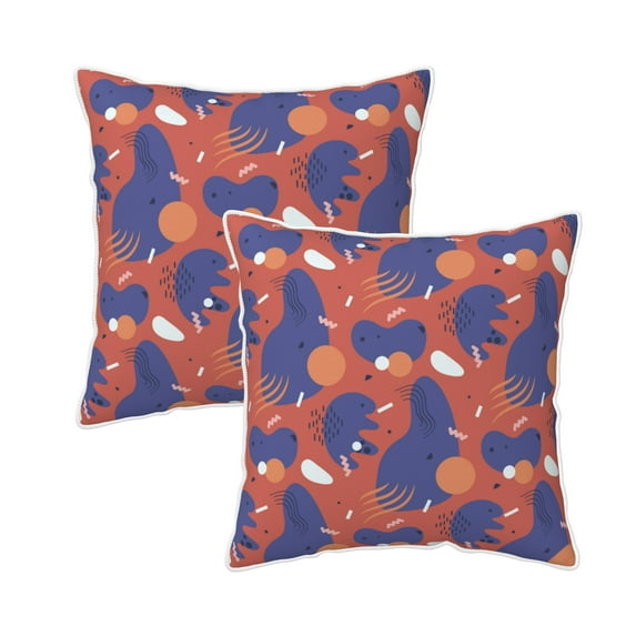 DouZhe Velvet Decorative Throw Pillow Covers Set of 2, Soft Square Cushion Cover with Invisible Zipper Abstract Geometric Elements Red Printing, 20"x20"