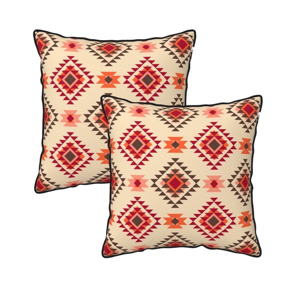 DouZhe Velvet Decorative Throw Pillow Covers Set of 2, Soft Square Cushion Cover with Invisible Zipper Bohemian Southwest Ethnic Style Printing, 20"x20"