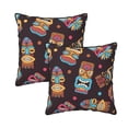 thumbnail image 1 of DouZhe Velvet Decorative Throw Pillow Covers Set of 2, Soft Square Cushion Cover with Invisible Zipper Exotic Tribal Style Tiki Masks Printing, 18"x18", 1 of 7