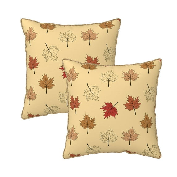 DouZhe Velvet Decorative Throw Pillow Covers Set of 2, Soft Square Cushion Cover with Invisible Zipper Multicolored Leaves Maple leaf Printing, 16"x16"