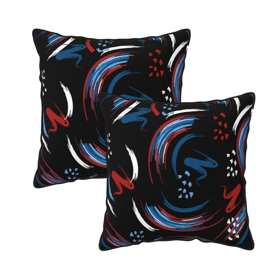 DouZhe Velvet Decorative Throw Pillow Covers Set of 2, Soft Square Cushion Cover with Invisible Zipper Colorful Brushes Strokes Printing, 20"x20"