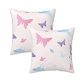 thumbnail image 1 of DouZhe Velvet Decorative Throw Pillow Covers Set of 2, Soft Square Cushion Cover with Invisible Zipper Cute Pastel Pink Butterfly Printing, 20"x20", 1 of 7