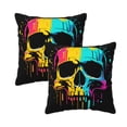 thumbnail image 1 of DouZhe Velvet Decorative Throw Pillow Covers Set of 2, Soft Square Cushion Cover with Invisible Zipper Hip Hop Angry Skull Printing, 18"x18", 1 of 7