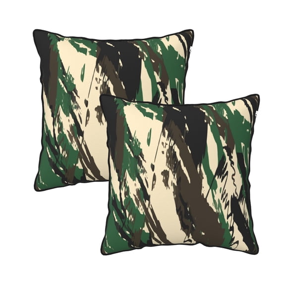 DouZhe Velvet Decorative Throw Pillow Covers Set of 2, Soft Square Cushion Cover with Invisible Zipper Hunter Camo Printing, 20"x20"