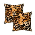 thumbnail image 1 of DouZhe Velvet Decorative Throw Pillow Covers Set of 2, Soft Square Cushion Cover with Invisible Zipper Leopard Print Black Orange Printing, 18"x18", 1 of 7