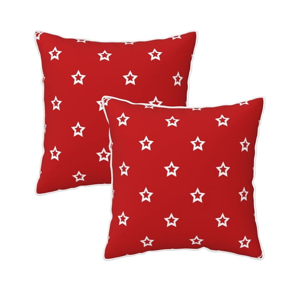 DouZhe Velvet Decorative Throw Pillow Covers Set of 2, Soft Square Cushion Cover with Invisible Zipper Patriot Red Stars Flag Printing, 20"x20"