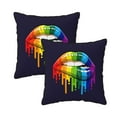 thumbnail image 1 of DouZhe Velvet Decorative Throw Pillow Covers Set of 2, Soft Square Cushion Cover with Invisible Zipper Pride Rainbow Lips Printing, 16"x16", 1 of 7