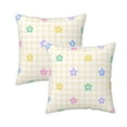 thumbnail image 1 of DouZhe Velvet Decorative Throw Pillow Covers Set of 2, Soft Square Cushion Cover with Invisible Zipper Rainbow Daisy Flowers Plaid Printing, 18"x18", 1 of 7
