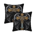 thumbnail image 1 of DouZhe Velvet Decorative Throw Pillow Covers Set of 2, Soft Square Cushion Cover with Invisible Zipper Vintage Cross Angel Printing, 16"x16", 1 of 7