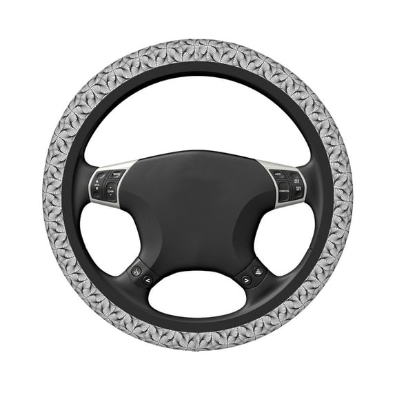 DouZhe Vintage Texture Decor Prints Steering Wheel Cover, Universal 15 inch Anti-Slip Odorless Elastic Gray Car Steering Wheels Cover for Women Men