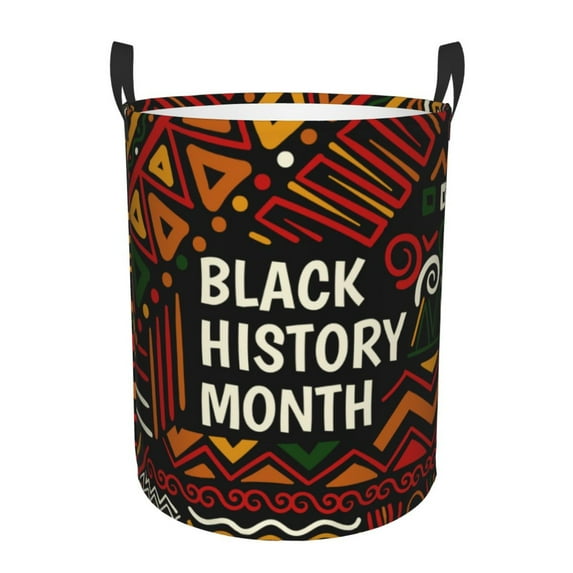 DouZhe Waterproof Collapsible Large Laundry Baskets, Abstract Black History Month Prints Circular Hamper with Handles
