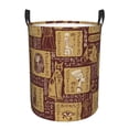 thumbnail image 1 of DouZhe Waterproof Collapsible Large Laundry Baskets, Ancient Egyptian Hieroglyphs Symbols Prints Circular Hamper with Handles, 1 of 7