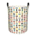 thumbnail image 1 of DouZhe Waterproof Collapsible Large Laundry Baskets, Multicolored Sticks Wicker Prints Circular Hamper with Handles, 1 of 7