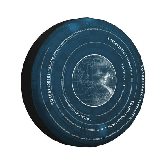 DouZhe Waterproof Spare Tire Cover, Abstract Geometric World Map Prints Adjustable Wheel Covers Fit for Jeep Trailer RV SUV Car, 14 inch