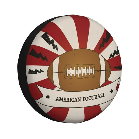 DouZhe Waterproof Spare Tire Cover, American Football Match Sports Prints Adjustable Wheel Covers Fit for Jeep Trailer RV SUV Car, 14 inch