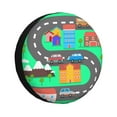 thumbnail image 1 of DouZhe Waterproof Spare Tire Cover, Cartoon Town Street Road Prints Adjustable Wheel Covers Fit for Jeep Trailer RV SUV Car, 15 inch, 1 of 7