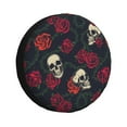 thumbnail image 1 of DouZhe Waterproof Spare Tire Cover, Colorful Roses Skulls Tattoos Prints Adjustable Wheel Covers Fit for Jeep Trailer RV SUV Car, 17 inch, 1 of 7