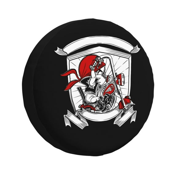 DouZhe Waterproof Spare Tire Cover, Cool Motorcycle Club Prints Adjustable Wheel Covers Fit for Jeep Trailer RV SUV Car, 17 inch