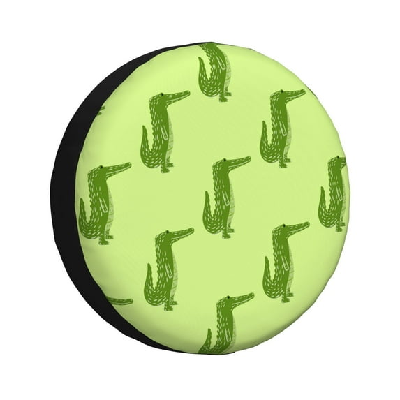 DouZhe Waterproof Spare Tire Cover, Cute Funny Green Crocodiles Prints Adjustable Wheel Covers Fit for Jeep Trailer RV SUV Car, 16 inch