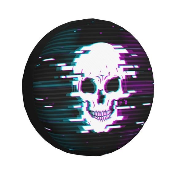DouZhe Waterproof Spare Tire Cover, Cyberpunk Robot Skull Prints Adjustable Wheel Covers Fit for Jeep Trailer RV SUV Car, 17 inch