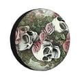 thumbnail image 1 of DouZhe Waterproof Spare Tire Cover, Deadhead Roses Grateful Skulls Dead Skeleton Prints Adjustable Wheel Covers Fit for Jeep Trailer RV SUV Car, 16 inch, 1 of 7