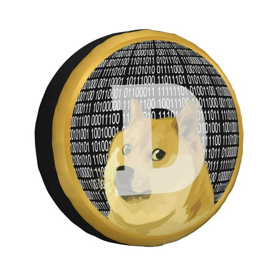 DouZhe Waterproof Spare Tire Cover, Doge Coin Doge-Coin Prints Adjustable Wheel Covers Fit for Jeep Trailer RV SUV Car, 16 inch