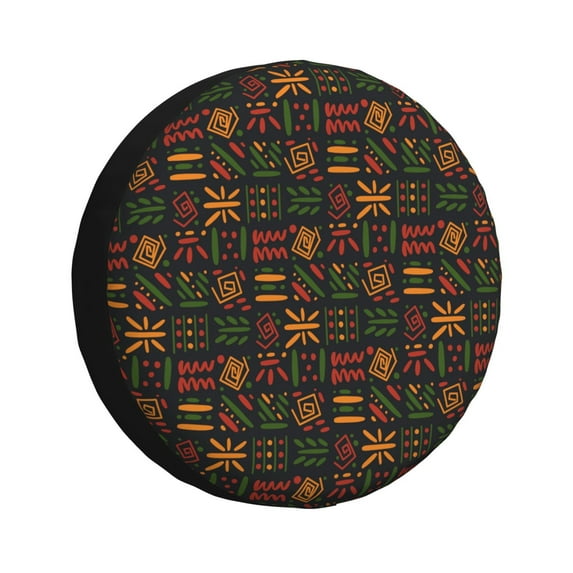 DouZhe Waterproof Spare Tire Cover, Ethnic Style Aztec Lines Prints Adjustable Wheel Covers Fit for Jeep Trailer RV SUV Car, 16 inch
