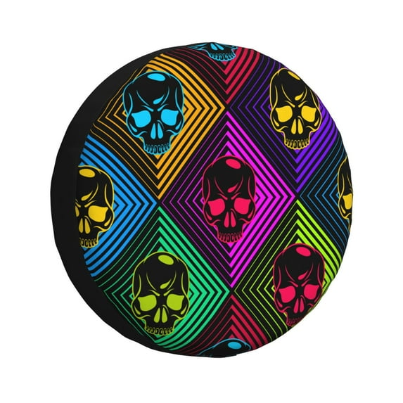 DouZhe Waterproof Spare Tire Cover, Fashion Rock and Roll Pirate Skulls Prints Adjustable Wheel Covers Fit for Jeep Trailer RV SUV Car, 14 inch