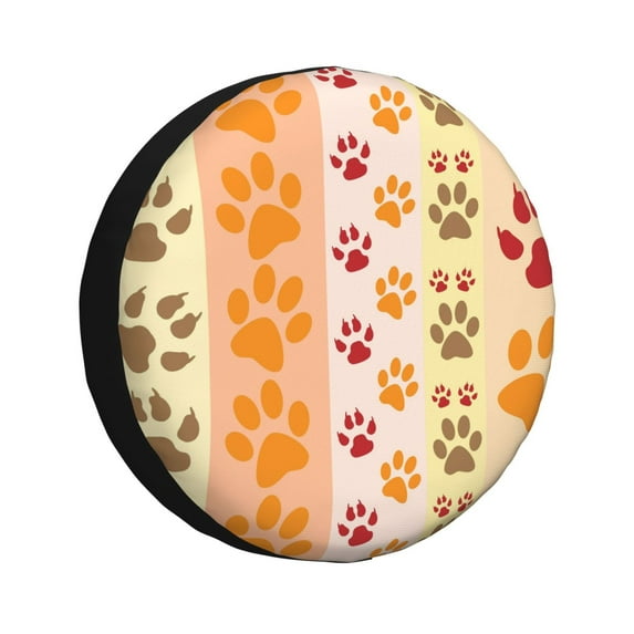 DouZhe Waterproof Spare Tire Cover, Fun Dog Paw Print Prints Adjustable Wheel Covers Fit for Jeep Trailer RV SUV Car, 14 inch