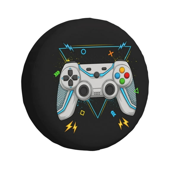 DouZhe Waterproof Spare Tire Cover, Fun Joystick Games Controller Prints Adjustable Wheel Covers Fit for Jeep Trailer RV SUV Car, 16 inch