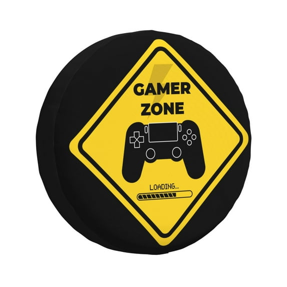 DouZhe Waterproof Spare Tire Cover, Gamer Zone Warning Sign Prints Adjustable Wheel Covers Fit for Jeep Trailer RV SUV Car, 17 inch