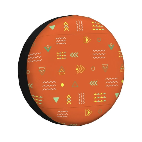 DouZhe Waterproof Spare Tire Cover, Geometric Decorative Retro Tribe Style Prints Adjustable Wheel Covers Fit for Jeep Trailer RV SUV Car, 14 inch